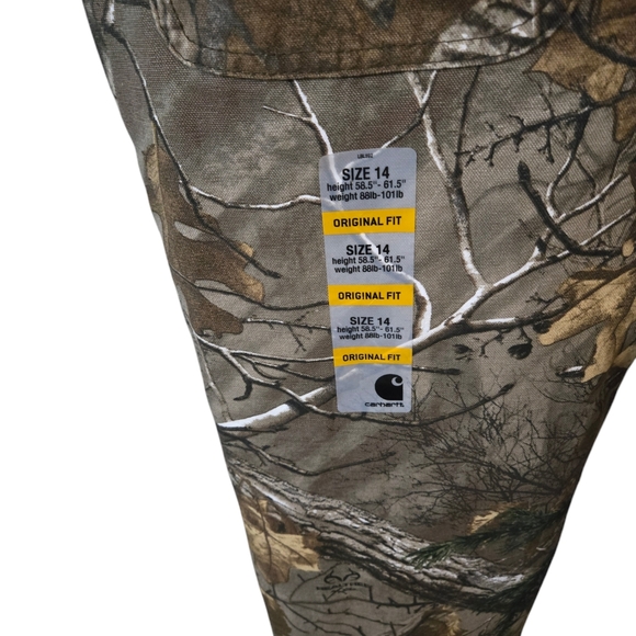 New Carhartt Realtree Overalls (KIDS 14) - Picture 3 of 8